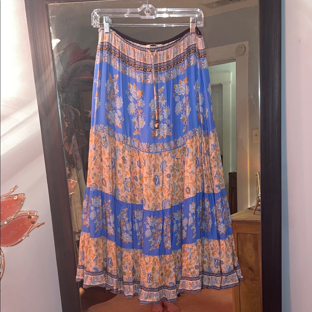 Arnhem Blue and Orange Floral Maxi Skirt